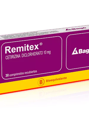 Remitex (B) Cetirizina 10 mg 30 Comprimidos recubiertos.