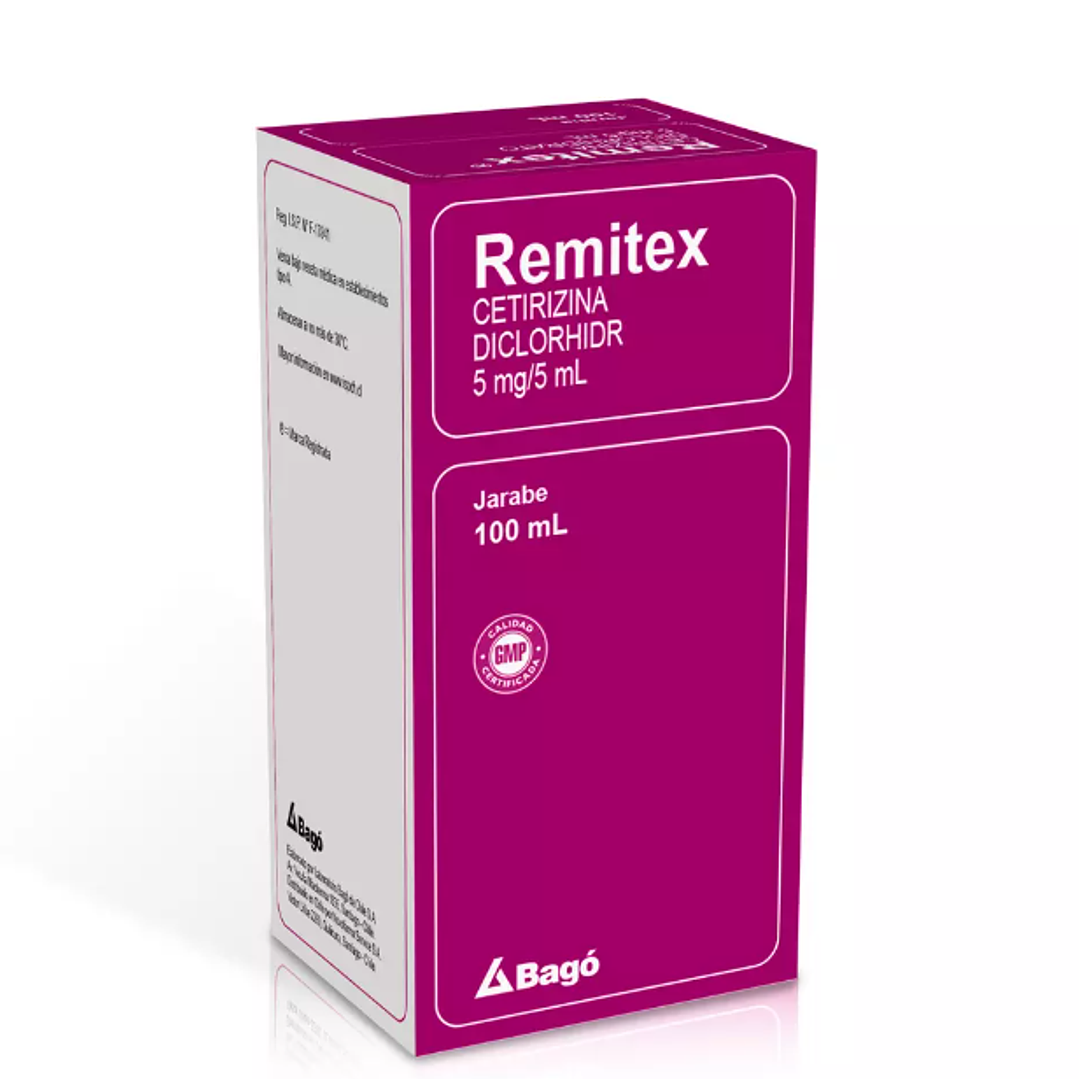 Remitex (B) Cetirizina 5 mg /5 ml Jarabe 100 ml. 1