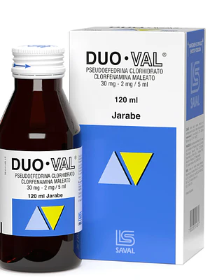 Duo Val Clorfenamina, Pseudoefedrina Jarabe 120 ml.