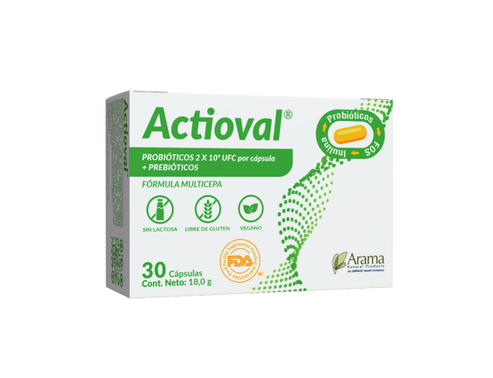 Actioval Probióticos + Prebióticos 30 Cápsulas.