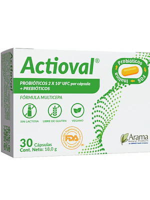 Actioval Probióticos + Prebióticos 30 Cápsulas.