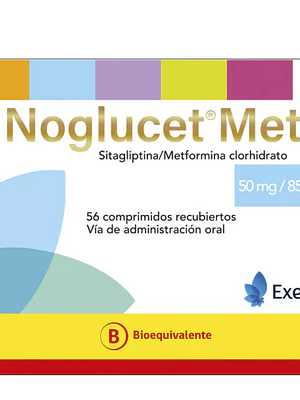 Noglucet Met (B) Sitagliptina, Metformina 50/850 mg 56 Comprimidos.