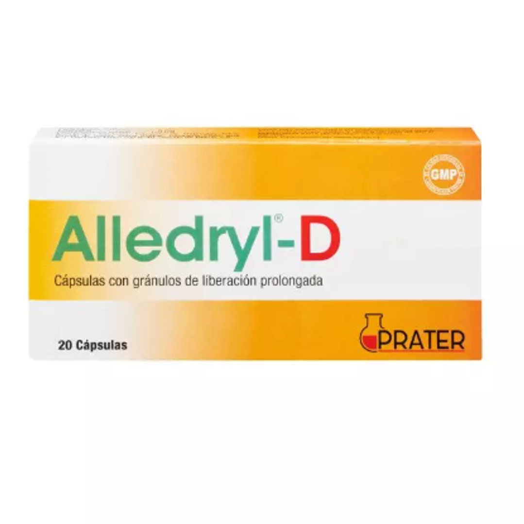 Alledryl-D Loratadina  Pseudoefedrina 5 mg /120 mg 20 Cápsulas. 1