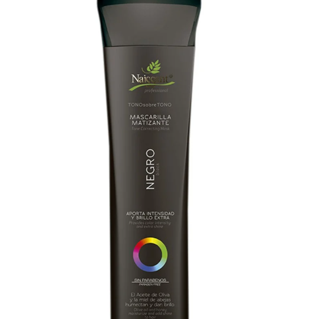 Mascarilla matizante capilar Negro tono sobretono sin sal 300 ml. Naissant 1