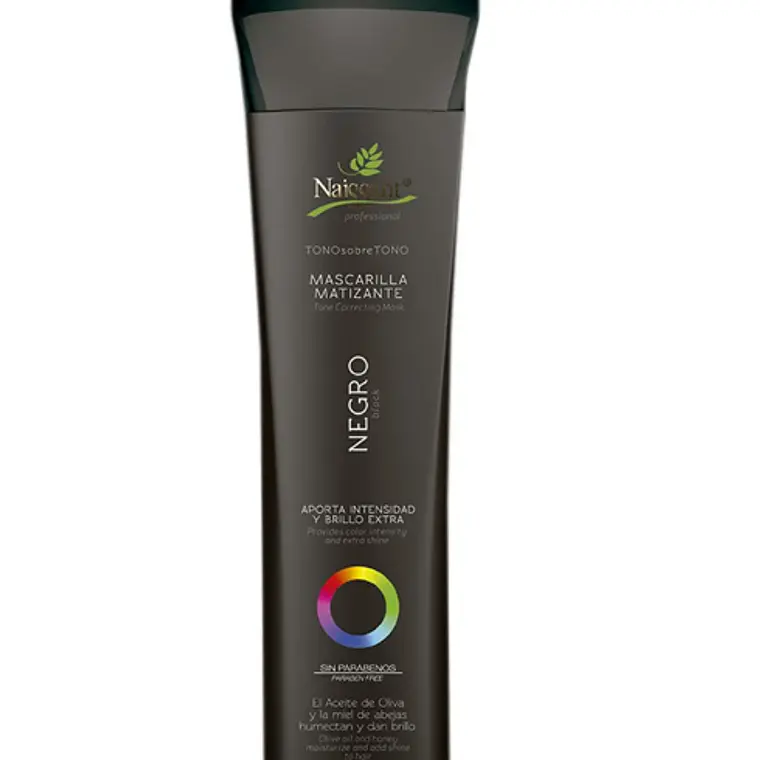 Mascarilla matizante capilar Negro tono sobretono sin sal 300 ml. Naissant 1
