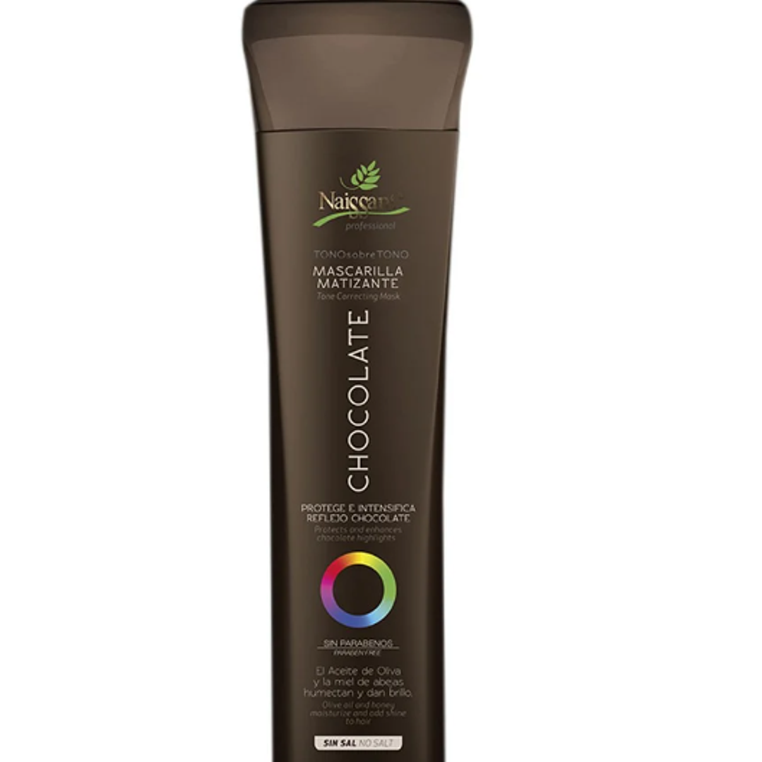 Mascarilla matizante capilar Chocolate tono sobre tono sin sal 300 ml. Naissant. 1