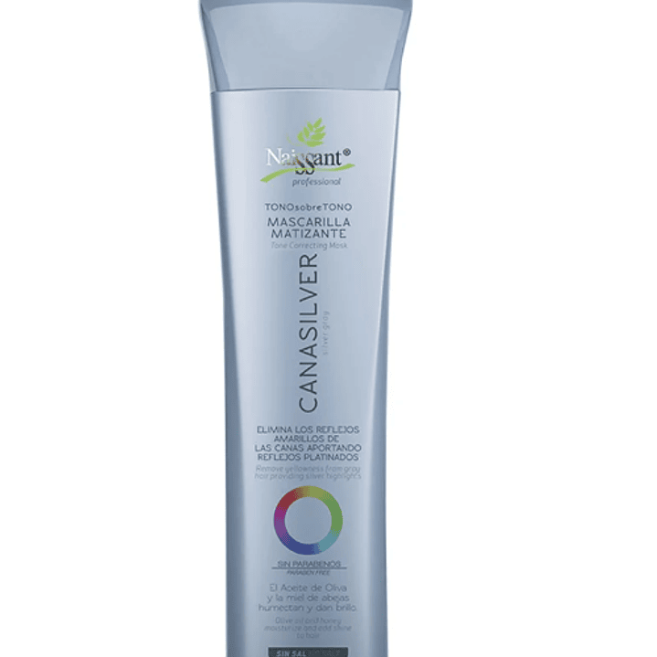 Mascarilla matizante capilar Canas Silver tono sobre tono sin sal 300 ml. Naissant. 1