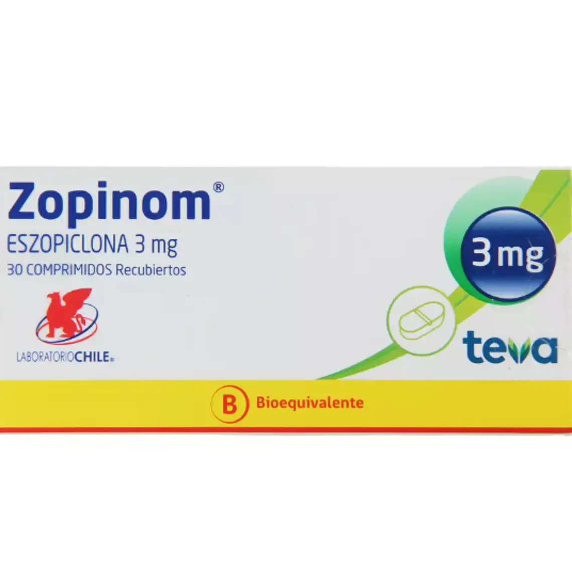 Zopinom (B) Eszopiclona 3 mg 30 Comprimidos recubiertos. 1