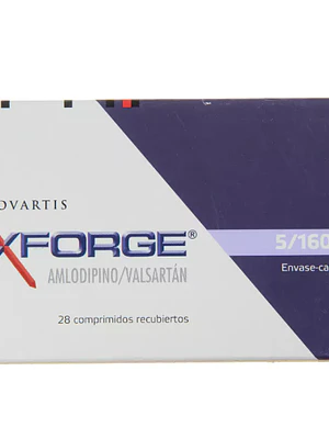 Exforge 5/160 mg Amlodipino, Valsartán 28 Comprimidos recubiertos.