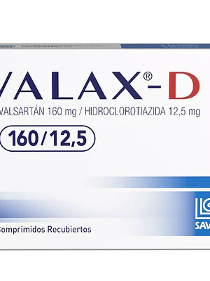 Valax-D Valsartán, Hidroclorotiazida 160/12,5 mg 30 Comprimidos.