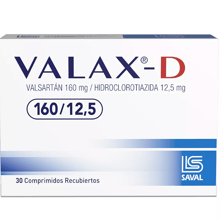 Valax-D Valsartán 160/12,5 mg 30 Comprimidos recubiertos. 1