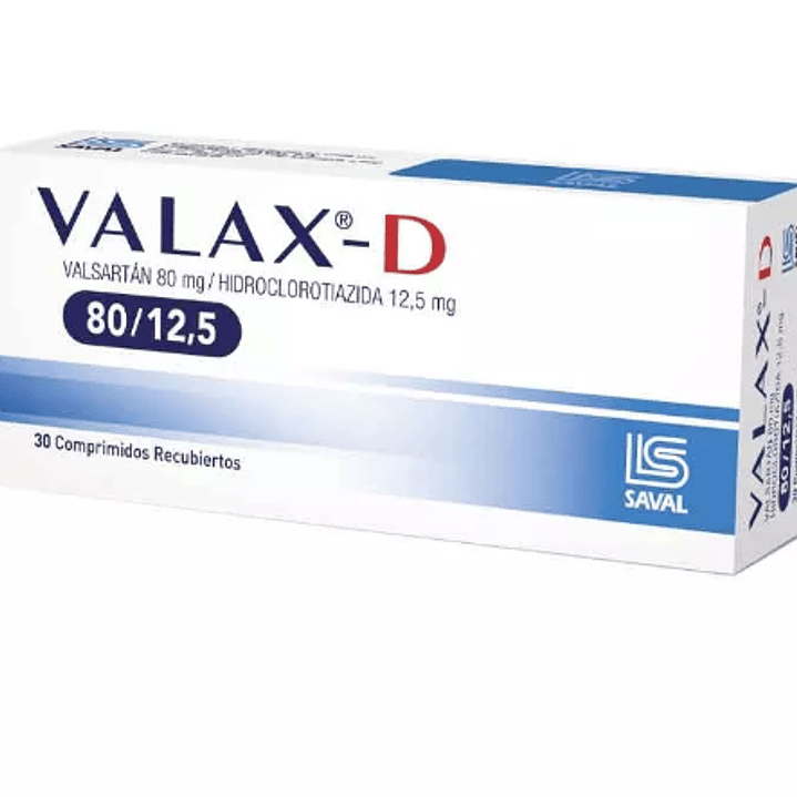Valax-D Valsartán 80/12,5 mg 30 Comprimidos recubiertos. 1