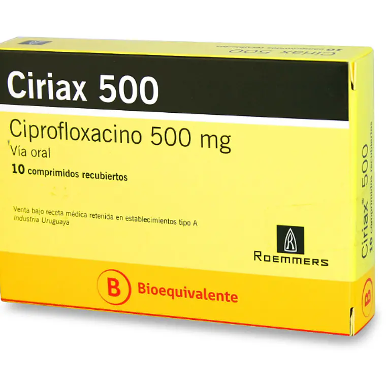 Ciriax (B) Ciprofloxacino 500 mg 10 Comprimidos. 1