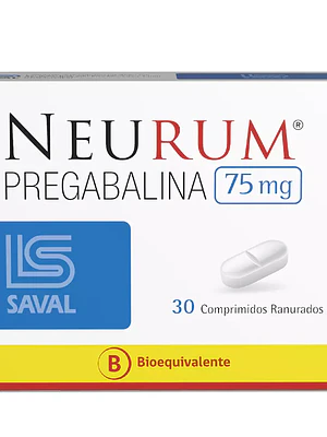 Neurum (B) Pregabalina 75 mg 30 Comprimidos ranurados.