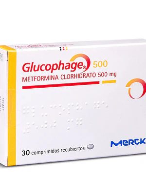 Glucophage Metformina 500 mg 30 Comprimidos recubiertos.