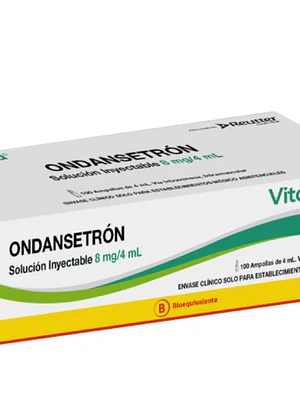 Ondansetrón 8 mg Solución inyectable 100 Ampollas 4 ml. Vitafarma (se vende por caja)