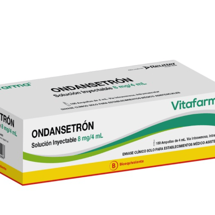 Ondansetrón 8 mg Solución inyectable 100 Ampollas 4 ml. Vitafarma (se vende por caja) 1