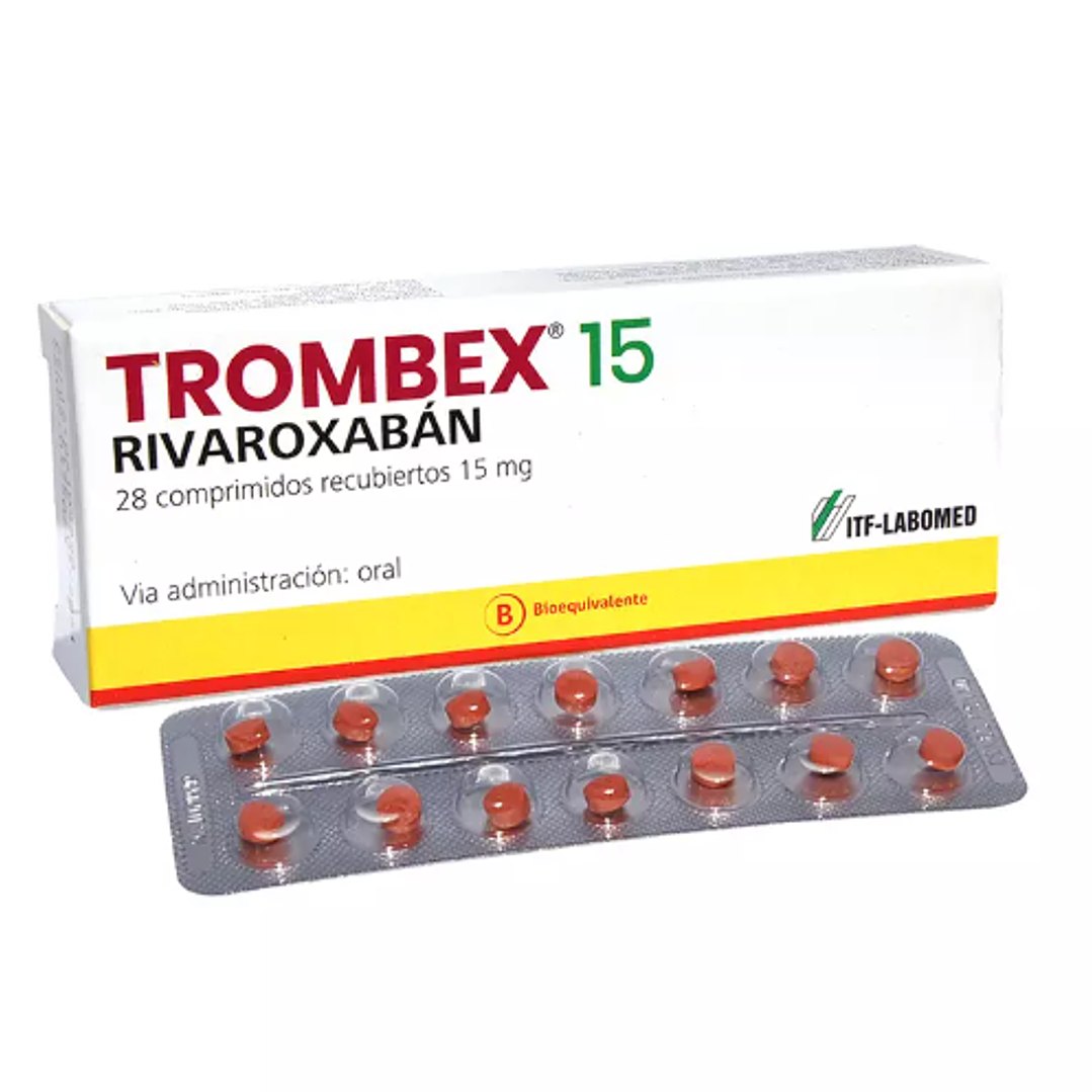 Trombex (B) Rivaroxabán 15 mg 28 Comprimidos recubiertos. 1
