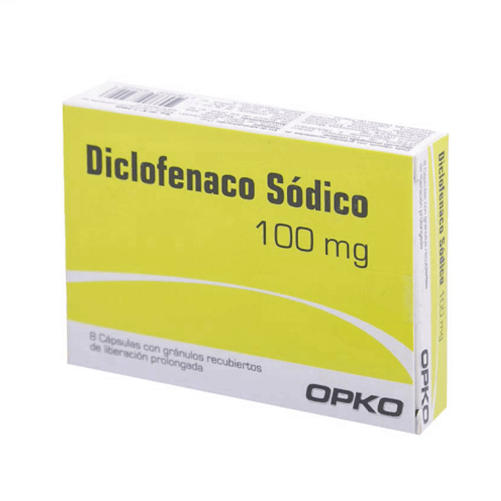 Diclofenaco sódico 100 mg 8 Cápsulas. 1