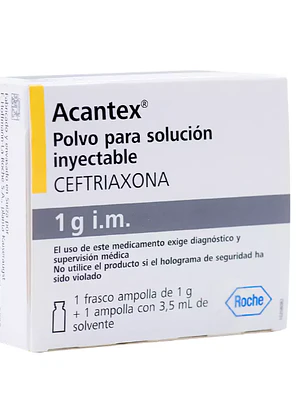 Acantex Ceftriaxona 1g Solución inyectable Intra Muscular 1 Ampolla.