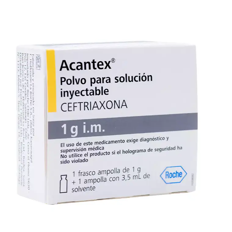 Acantex Ceftriaxona 1g Solución inyectable Intra Muscular 1 Ampolla. 1