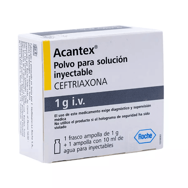 Acantex Ceftriaxona 1 g Polvo para solución  inyectable IV 1 Ampolla. 1