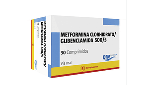 Metformina Glibenclamida (B) 500/5 mg 30 Comprimidos. Difem