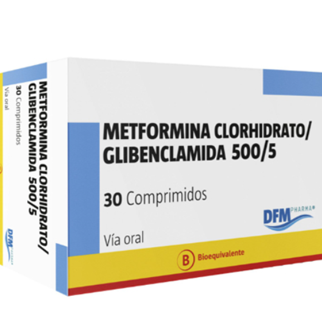 Metformina Glibenclamida (B) 500/5 mg 30 Comprimidos. Difem 1