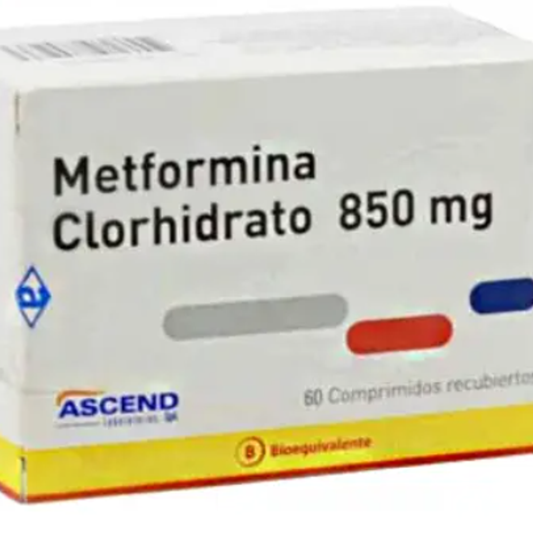 Metformina (B) 850 mg 60 Comprimidos. Ascend 1