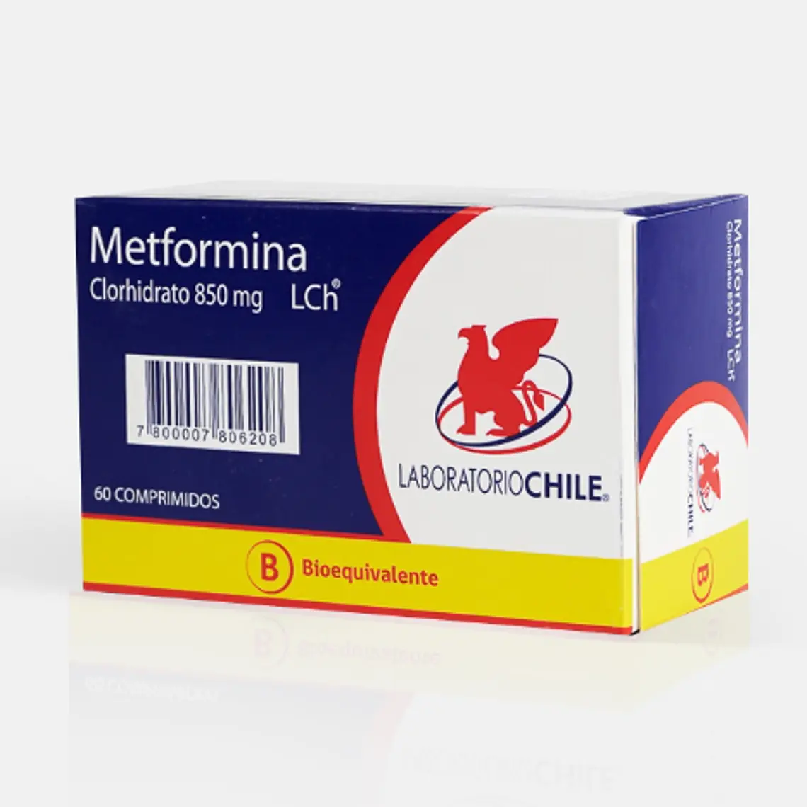 Metformina (B) 850 mg 60 Comprimidos recubiertos. Chile 1