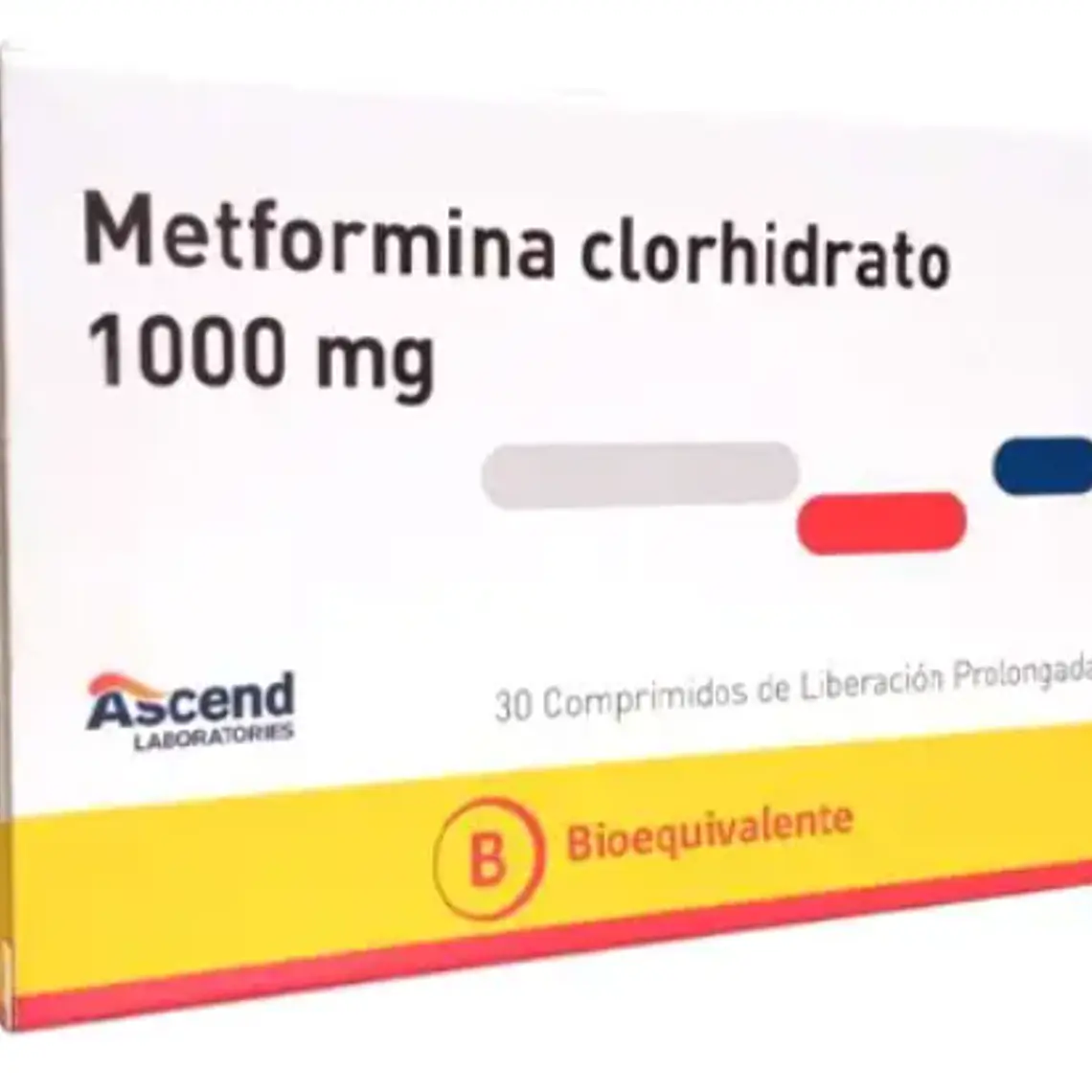 Metformina Clorhidrato (B) 1000 mg 30 Comprimidos. Ascend  1