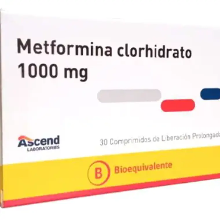 Metformina Clorhidrato (B) 1000 mg 30 Comprimidos. Ascend  1