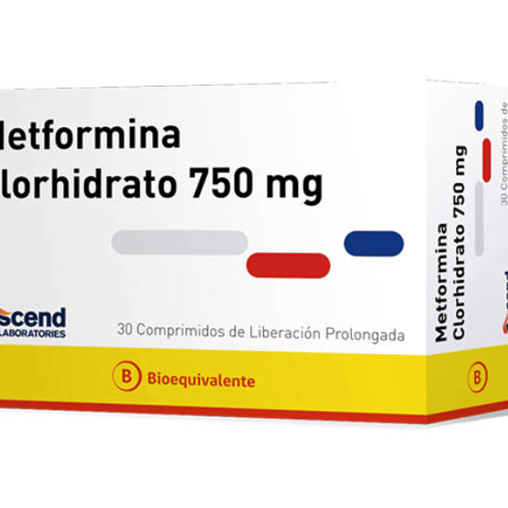 Metformina Clorhidrato (B) 750 mg 30 Comprimidos. Ascend  1