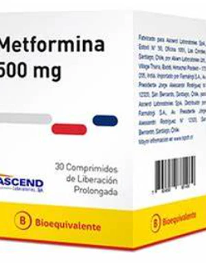 Metformina (B) 500 mg 30 Comprimidos. Ascend 