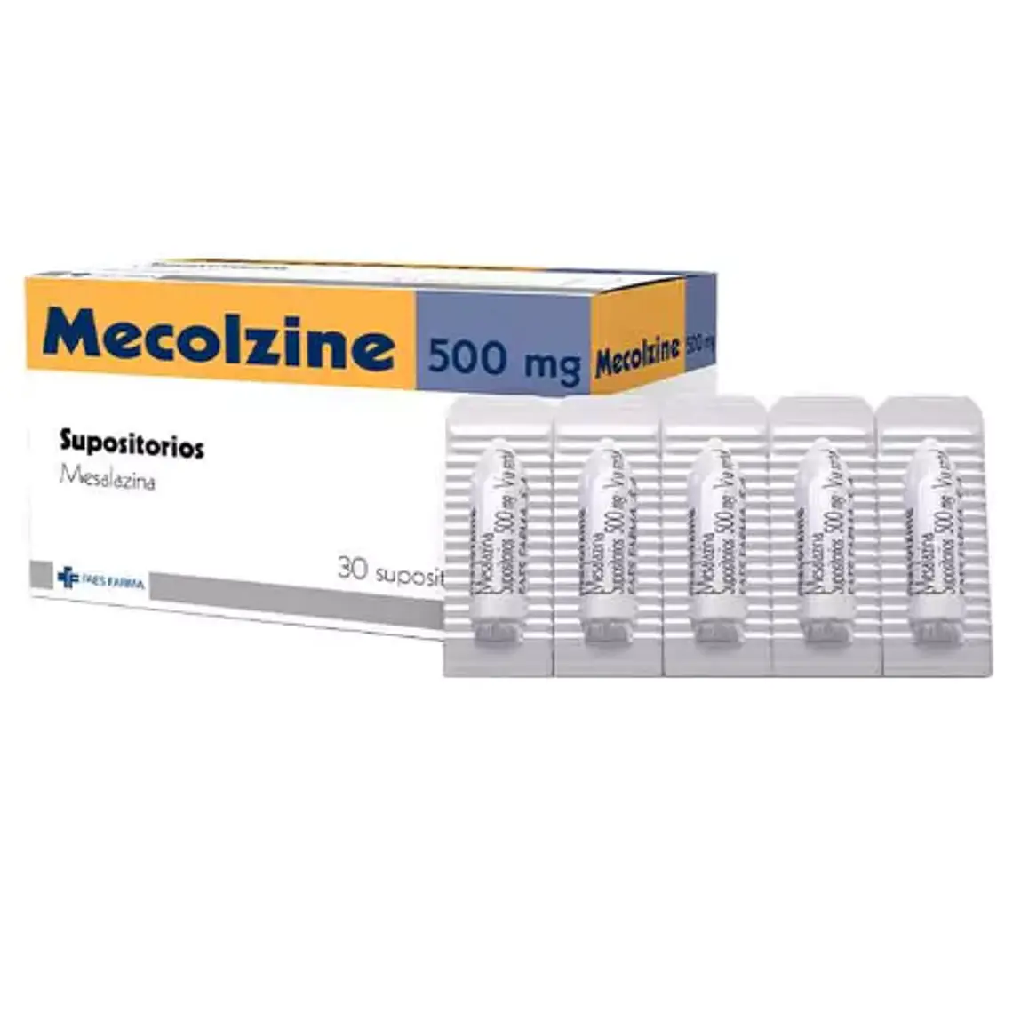 Mecolzine Mesazalina 500 mg 30 Supositorios. 1