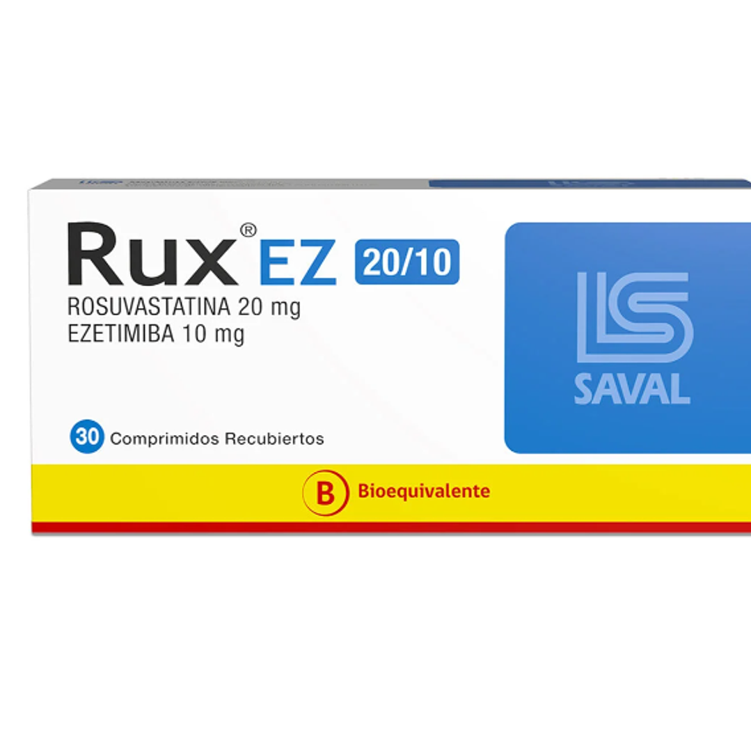 Rux Ez (B) 20/ 10 Rosuvastatina, Ezetimiba 30 Comprimidos. 1