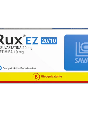 Rux EZ (B) Rosuvastatina, Ezetimiba 20/10mg 30 Comprimidos.