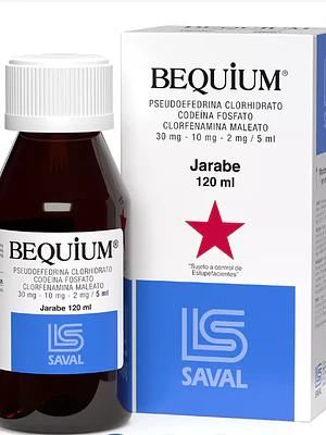 Bequium Pseudoefedrina, Codeí­na, Clorfenamina Jarabe 120 ml.