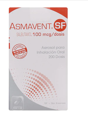 Asmavent SF Salbutamol 100 mgc Inhalador 200 Dosis.