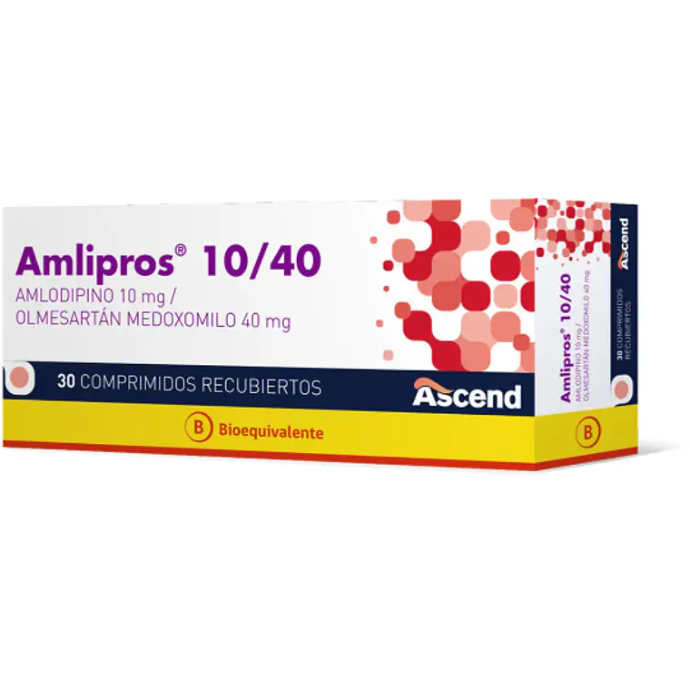 Amlipros (B) Amlopidino, Olmesartán 10/40 mg 30 Comprimidos. 1