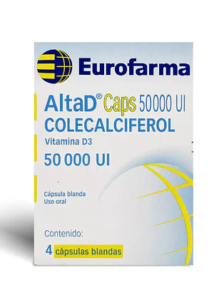 AltaD Caps 50.000 U.I. Colicalciferol 4 Cápsulas blandas.