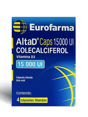 AltaD Caps 15000 U.I. Colecalciferol 4 Cápsulas blandas.