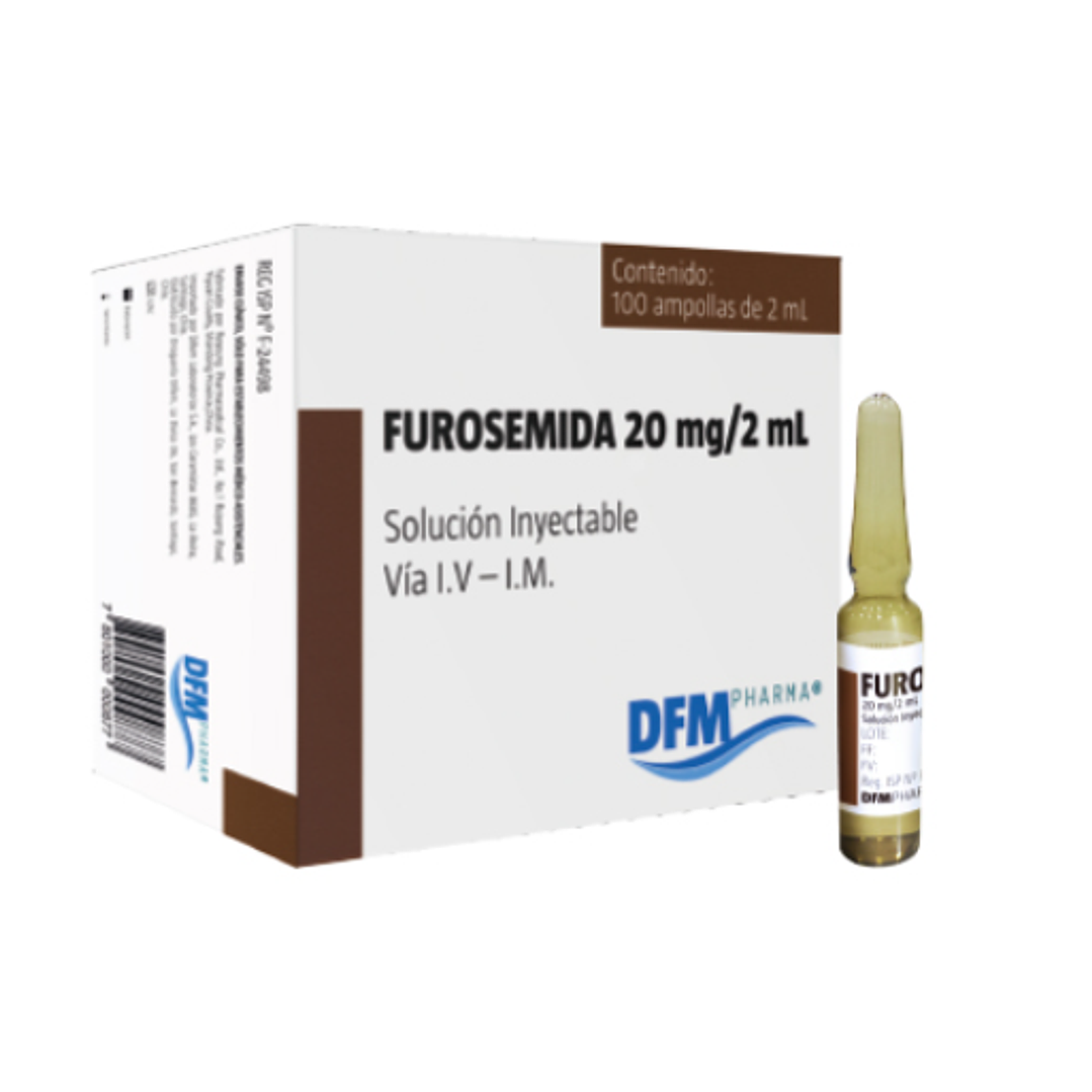 Furosemida 20 mg/ 2 ml Solución inyectable 100 ampollas 2 ml. Difem 1