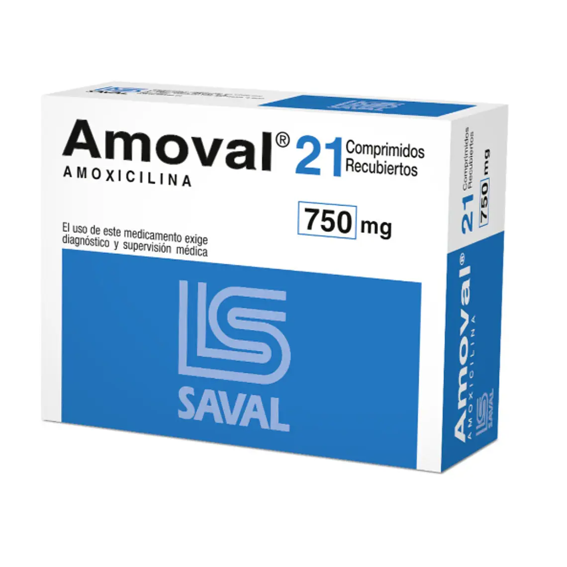 Amoval Amoxicilina 750 mg 21 Comprimidos recubiertos. 1