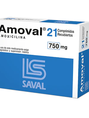 Amoval Amoxicilina 750 mg 21 Comprimidos recubiertos.