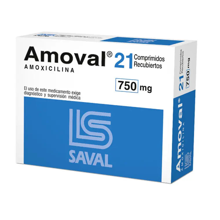 Amoval Amoxicilina 750 mg 21 Comprimidos recubiertos. 1