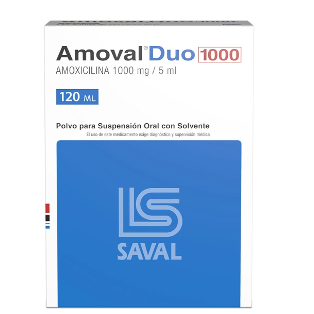 Amoval Duo Amoxicilina 1000 mg / 5 ml Polvo para suspensión oral 120 ml. 1