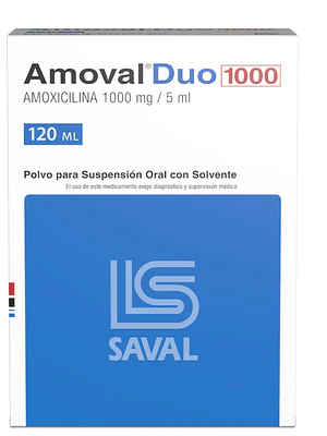 Amoval Duo Amoxicilina 1000 mg / 5 ml Supensión oral 120 ml.