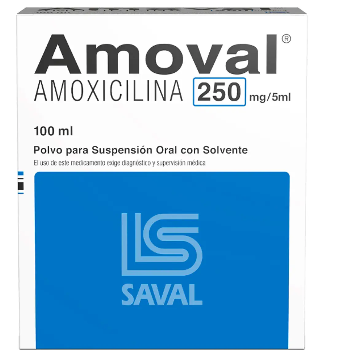 Amoval Amoxicilina 250 mg / 5 ml Suspensión oral 100 ml. 1