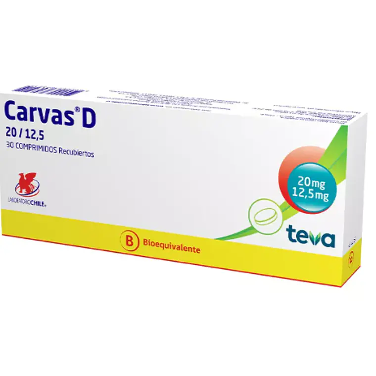 Carvas D (B) Olmesartan / Hidroclorotiazida 20/12.5 30 Comprimidos Recubiertos 1